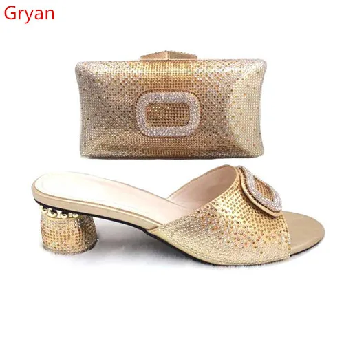 Gryan Африканское соответствие goldShoes и сумки итальянского в Для женщин нигерийском