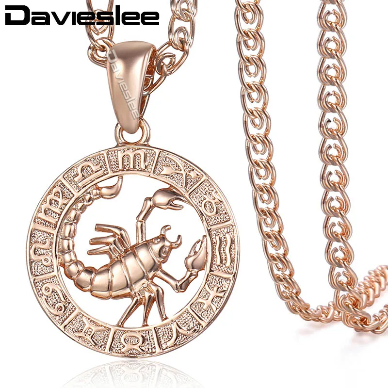 GP278 20inch Chain Davieslee женская подвеска со знаком зодиака скорпиона 585 подвеска с созвездием из розового золота для женщин ювелирные изделия оптом DGP278 - Окраска металла: GP278 20inch Chain