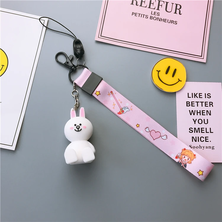 Cute Stitch cartoon phone toy stander+ strap Mobile Phone Straps Cute luna cat Cony pink panther bear strap for iPhone