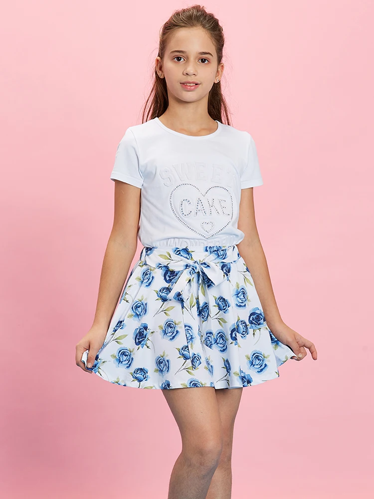 GLO STORY Детские Девочки 2019 летние трапециевидные цветочные юбки эластичный пояс с