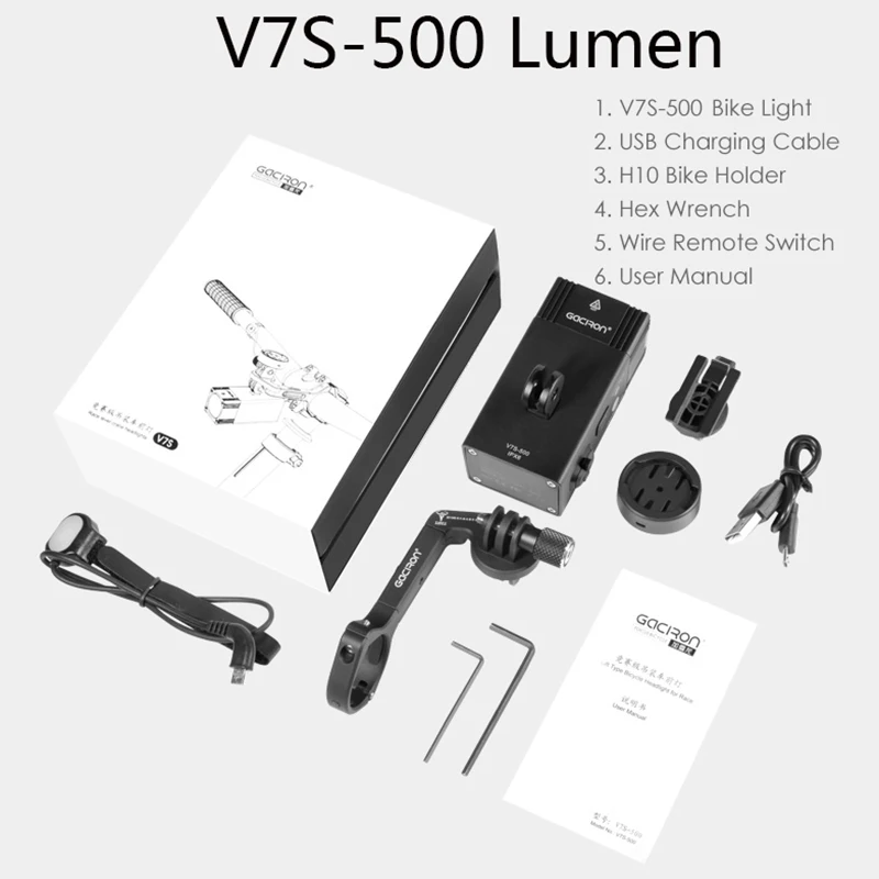 500 Lumen GACIRON 500/800 люмен велосипедный фонарь 200 м Передний фонарь для велосипеда USB Перезаряжаемый Фонарик Водонепроницаемая фара аксессуары для велоспорта - Цвет: 500 Lumen