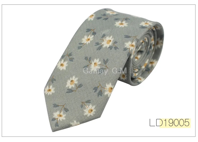 Хлопок Галстуки для Для мужчин Флора печати Для мужчин S галстук мода Повседневное 6 см тонкий тощий галстук для Свадебная вечеринка Бизнес цветы галстук - Цвет: LD19005