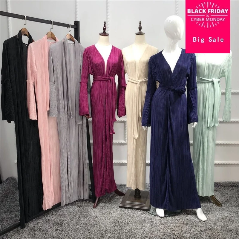 Мусульманский модный плиссированный халат для взрослых турецкий Дубайский