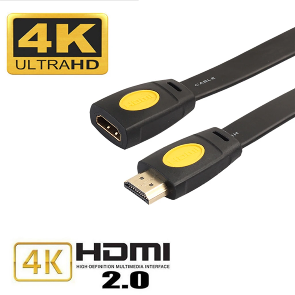 Плоский Удлинительный шнур REXLIS 4K 3D 19 + 1 HDMI 2 0 ТВ-кабели с позолоченным разъемом