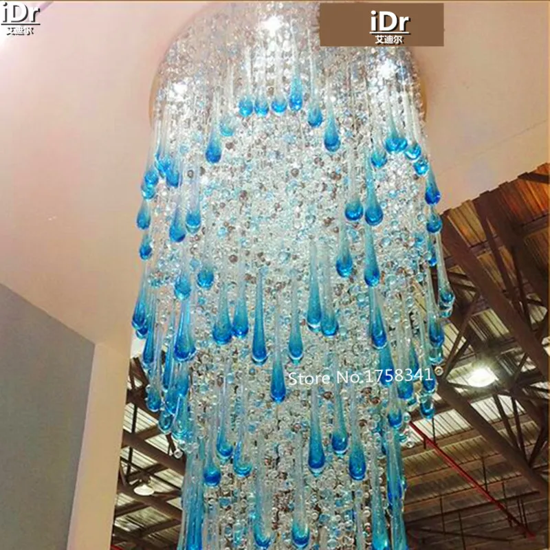 値段 ロングライトクリスタルランプの高級ランプぶら下げワイヤーダブルスパイラル階段ledヘッドライトヴィラのリビングルームシャンデリア