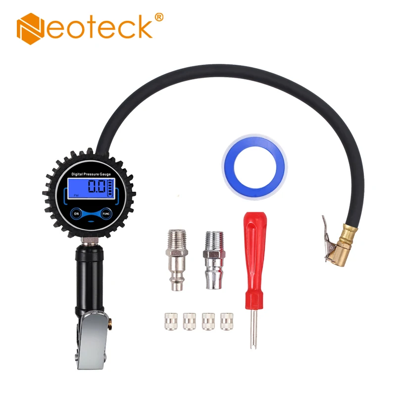 Neoteck 0-200psi датчик давления в шинах с 4 колпачки клапана для шин резиновый шланг США