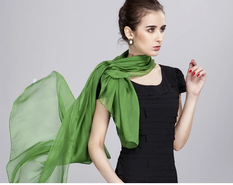 100% чистый шелк шифон длинный шарф горячая Распродажа сплошной Цвет шаль от