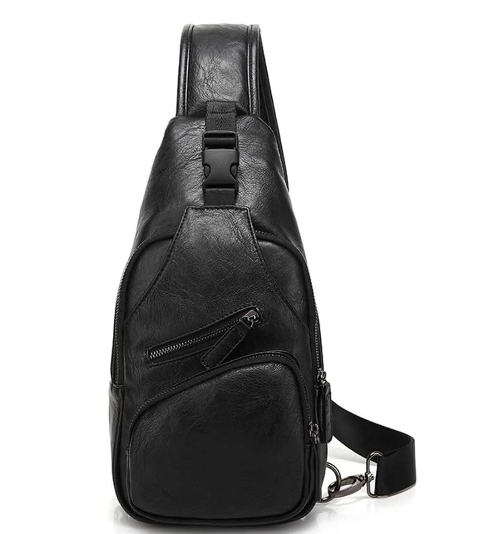 Мужской рюкзак-слинг из искусственной кожи ранец высшего качества модная