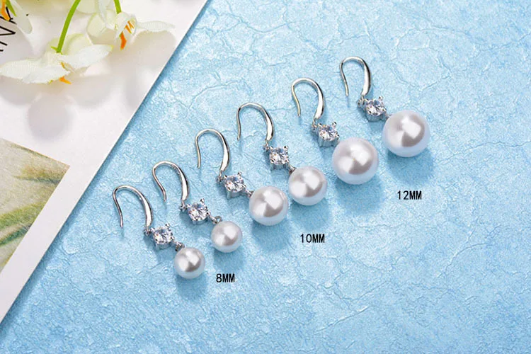 Everoyal Trendy 925 Sterling Silver Earrings For Women Accessories Luxury Crystal Pearl Girls Hook Female Bijou | Украшения и