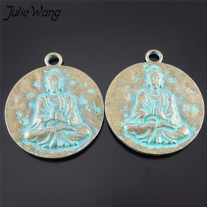 Julie Wang 1 шт. сплав цинка античная бронза двухсторонняя резьба талисманы Будда для