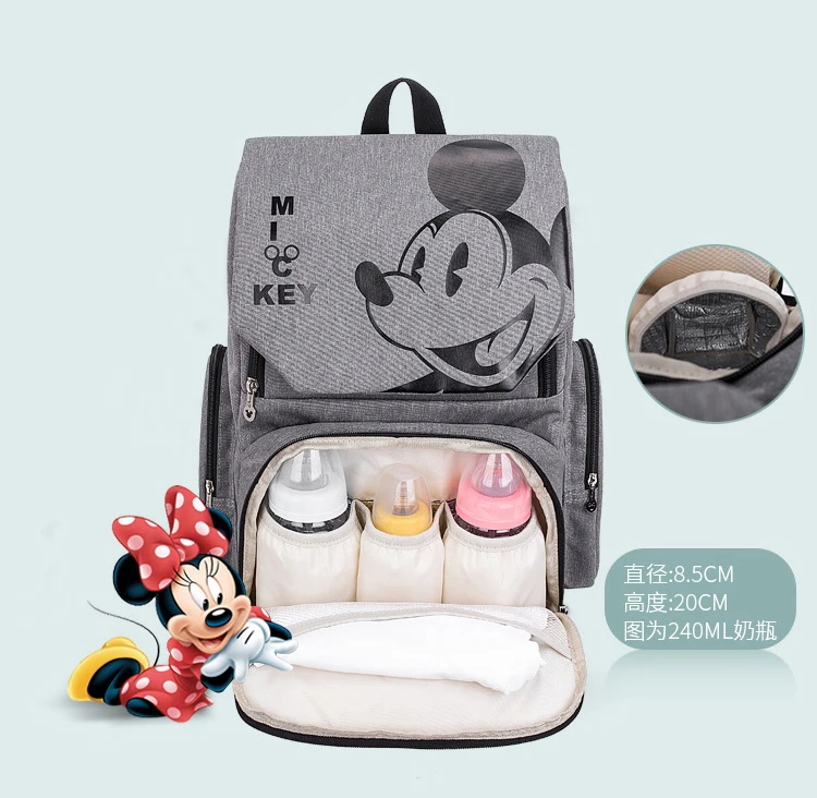 Disney Minnie Новая Мумия пеленки сумка мода двойной плечо водонепроницаемый Мать сумка для детских подгузников USB теплее материнства рюкзак