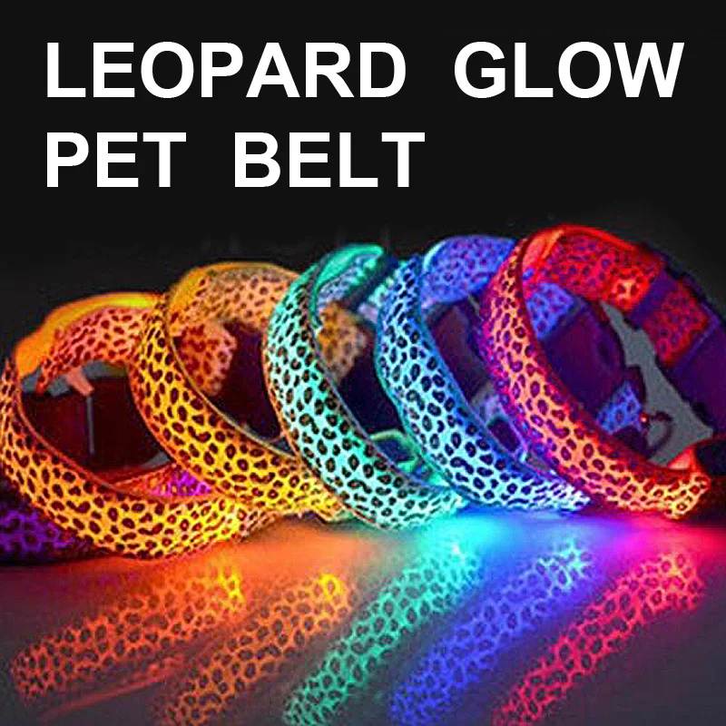 Модные леопардовые пятна светодиодный ошейник ночь мигающий нейлон Цепочки и