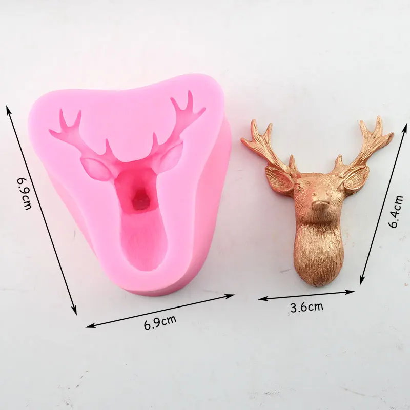Силиконовые 3D формы в виде головы оленя форма рождественского для помадки свечи
