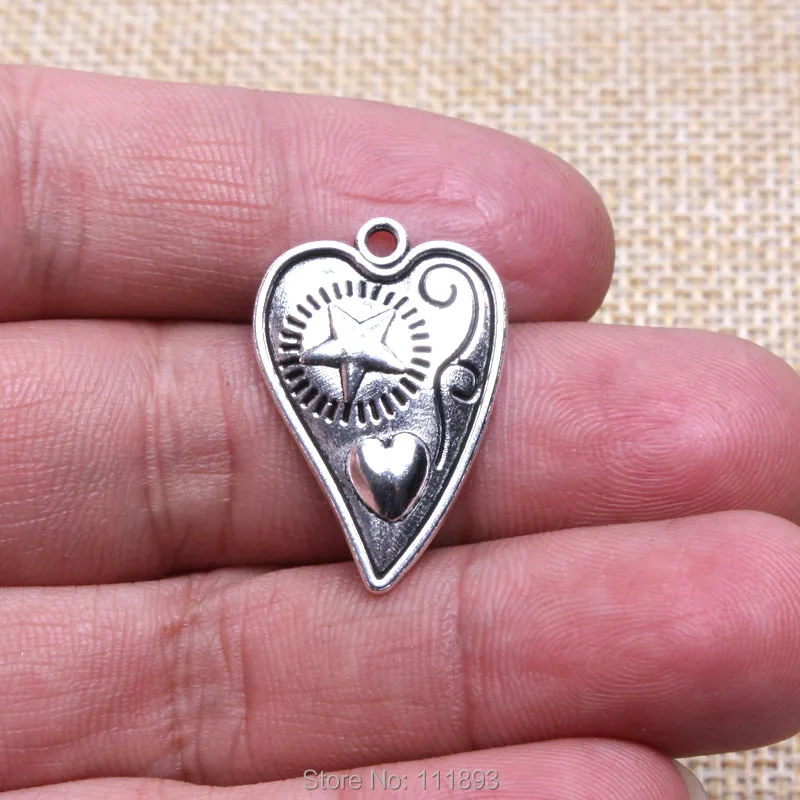 10 шт./партия цинковый сплав Древний серебряный Винтажный стиль пентаграмма с