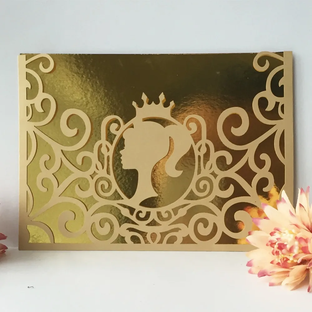 20pcs/lot Elegant Girl Princess Pearl Paper Wedding Invitation 16th Birthday Party Greeting Blessing Card Adult Ceremony | Дом и сад
