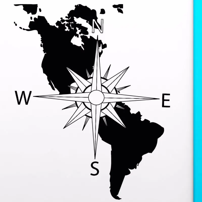 Компас виниловая наклейка на стену Америка континента карта стены искусства