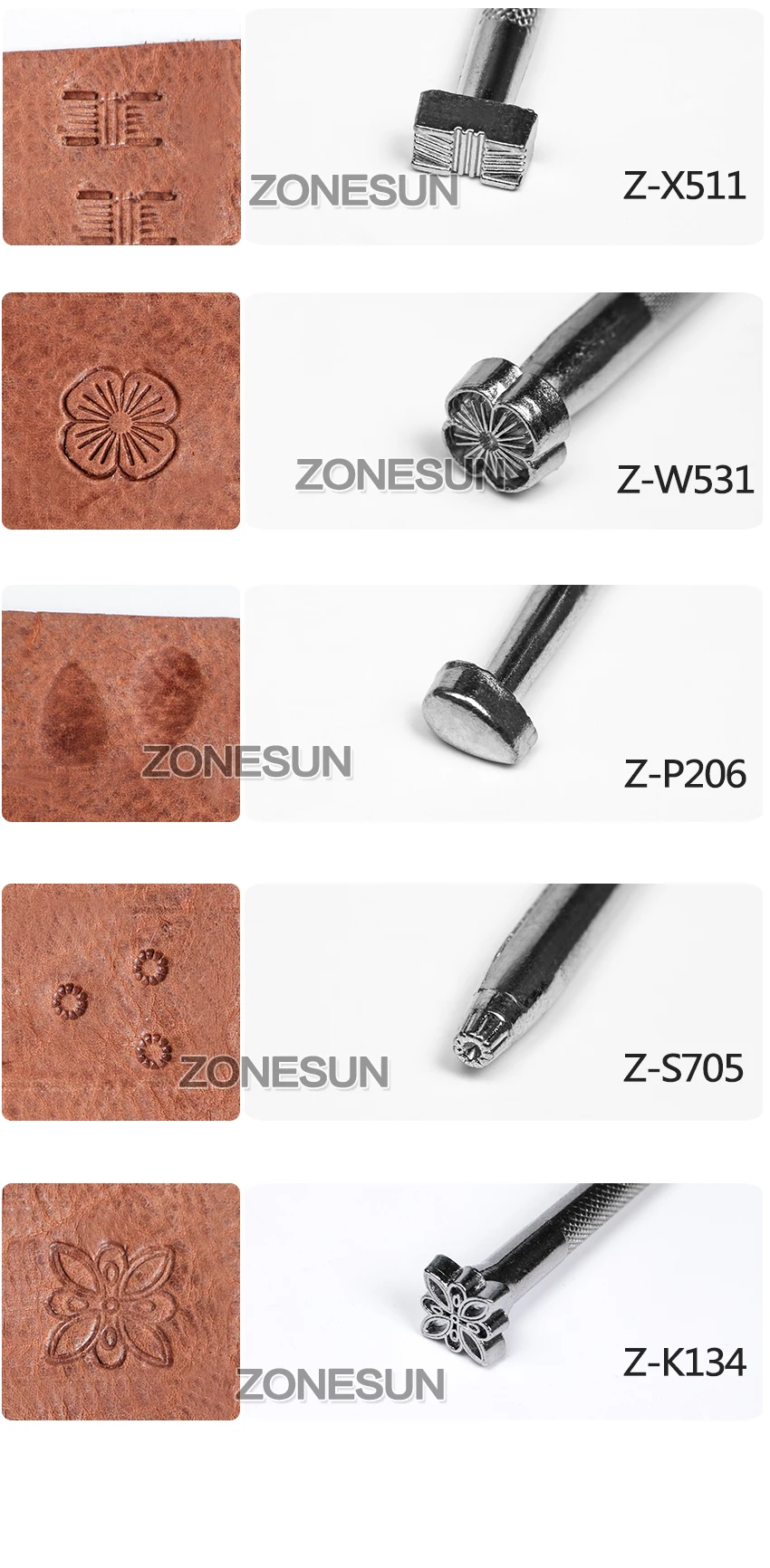 ZONESUN 20 шт./лот Diy для художественной обработки кожи гравировки тиснение плесень кожа печати Скалка набор инструментов