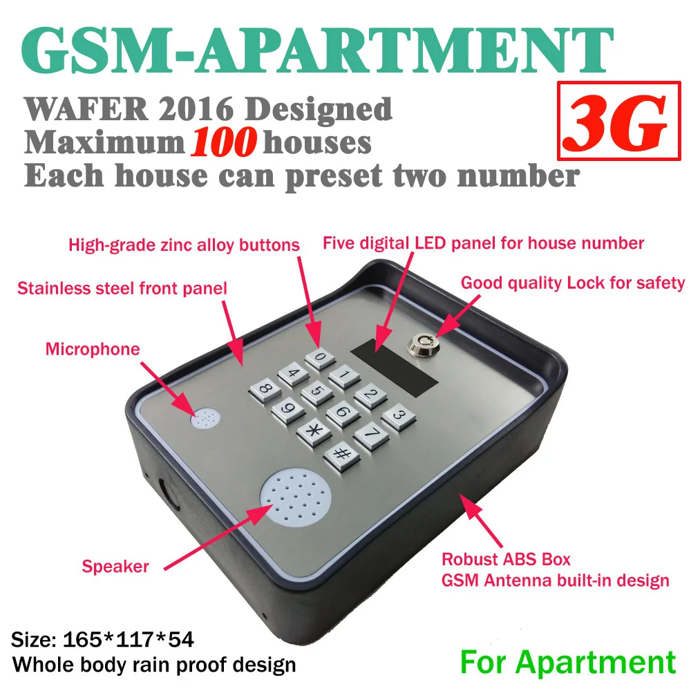 Dc12v Потребляемая мощность 3g и GSM аудио домофон для открывания двери беспроводной