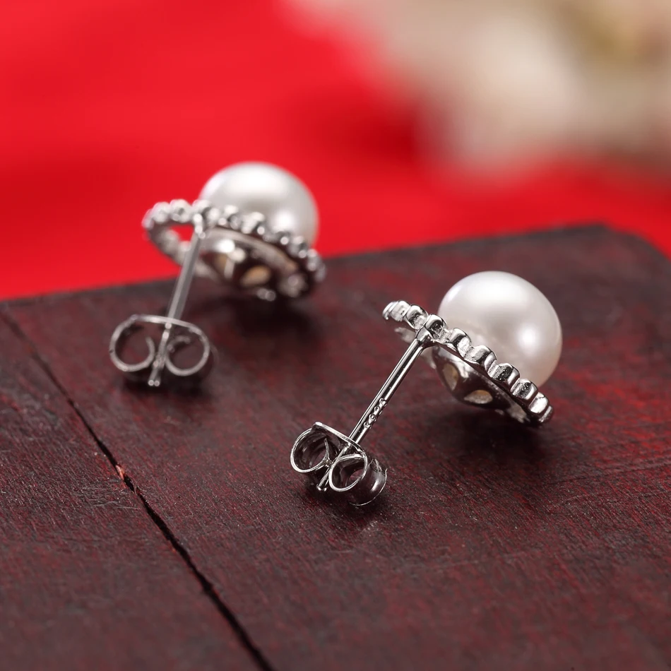 Классические серьги из чистого 925 пробы серебра с жемчугом для женщин 7 8 мм