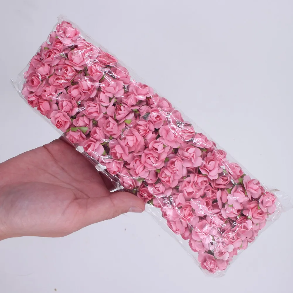 dark pink 144 шт./лот, искусственный цветок, мини бумага, роза, ручная работа, свадебное оформление букета, сделай сам, венок, подарок, скрапбукинг, ремесло, искусственный цветок - Цвет: dark pink