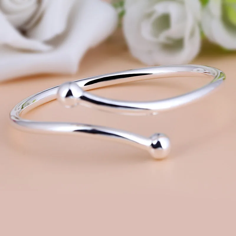 

YJ-B-S533 New 990 Sterling Silver Bracelet Light Face Open Bracelet Lady Simple Personality Hand Jewelry Women Bangles