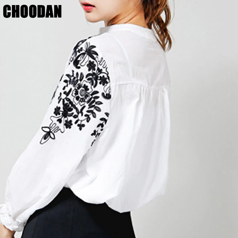 Блузка с вышивкой хлопковые бельевые женские блузки Camisas Femininas корейские топы
