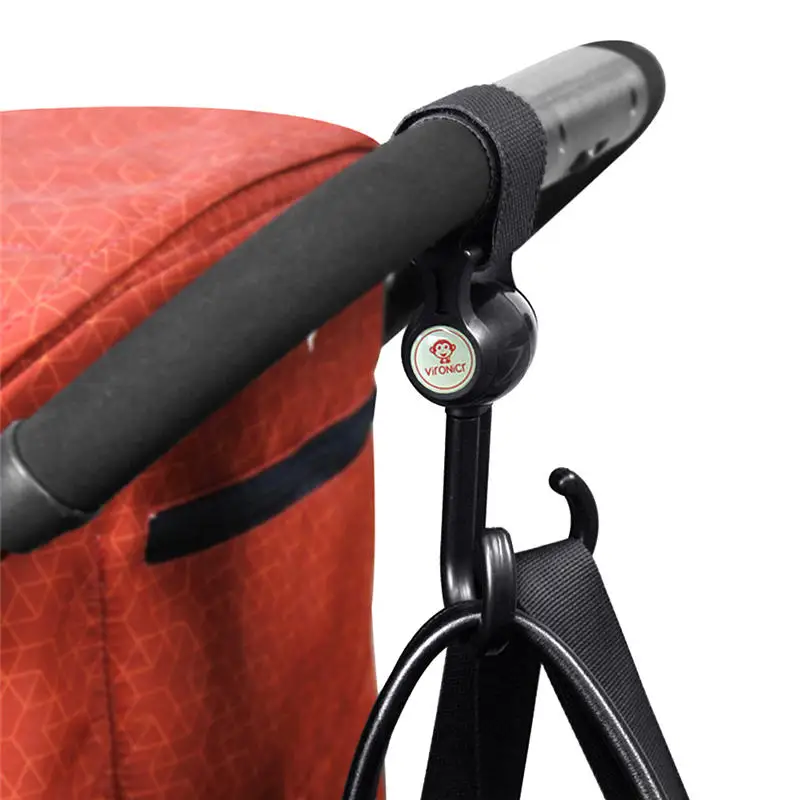 BalleenShiny Baby Stroller Hook Pushchair Shopping Bag Hook Mum Pram Handy Carry Clip Rotatable Double Hook Stroller Accessories