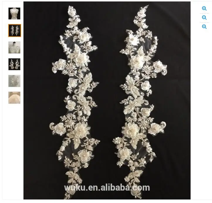 Wuku 2018 кружевные бусины с кристаллами и цветами из органзы для шитья аппликаций