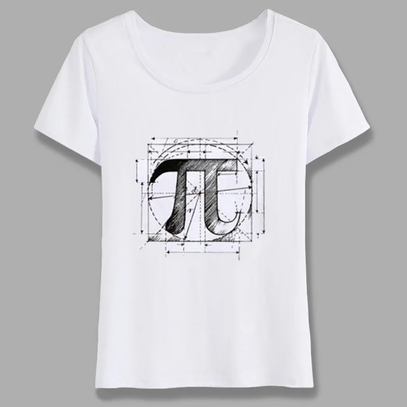 Hot Sale Vintage Symbol Sketch Math Pi T-Shirt Creative Design Printed Short Sleeve T Shirt Women Tees