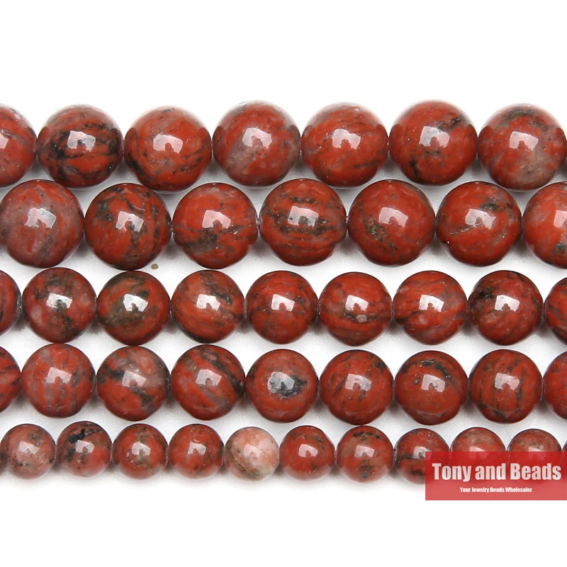 9th Aug Natural Stone Sesame Red Jasper Round Loose Beads 15