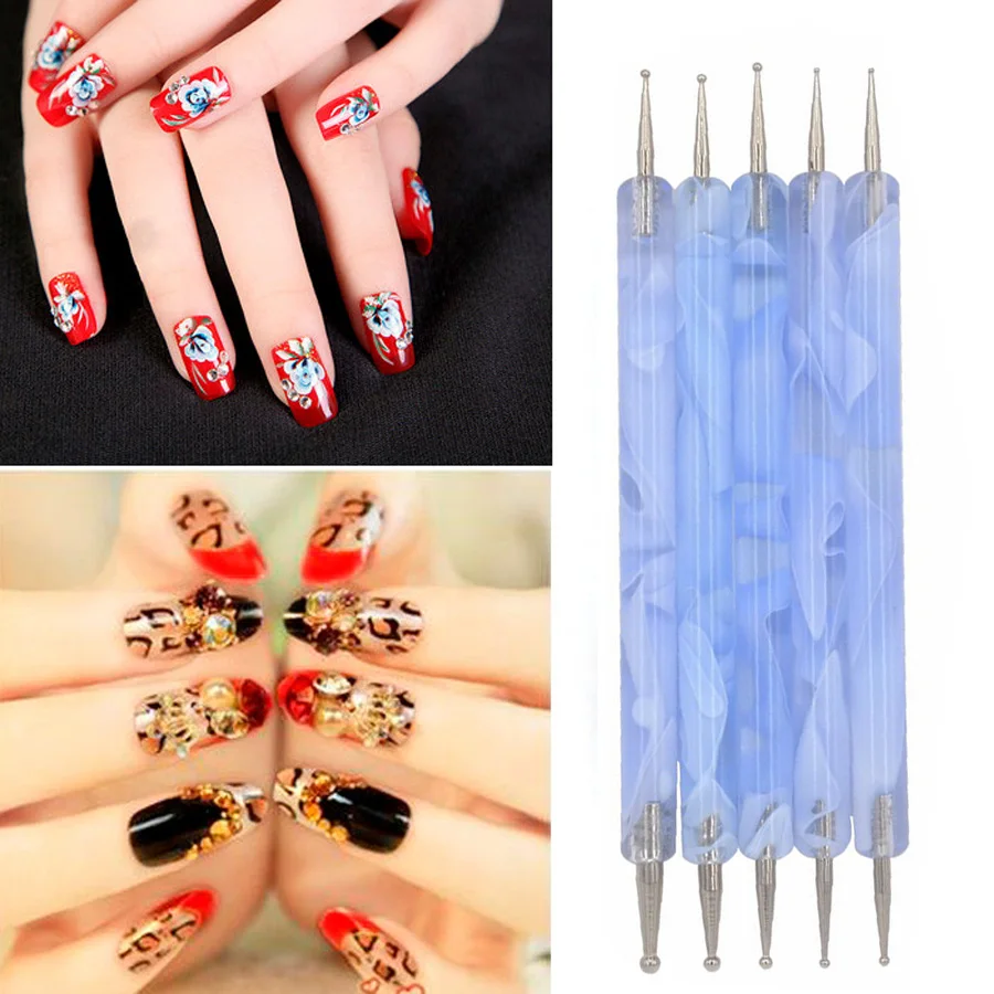 5 шт. инструменты для нанесения точек ногтей 3D УФ Гель-лак Стразы живопись иглы