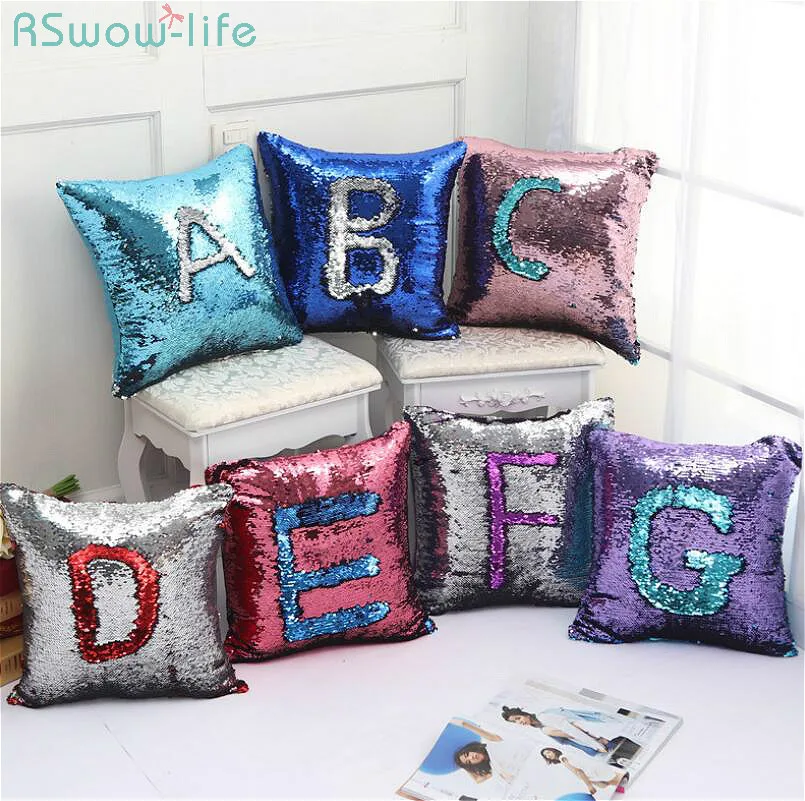 

Two-Color Sequined Pillowcase Pearl Piece Household Soft Decorative Cushion European Mermaid Pillowcases Pillow Covers Sequin