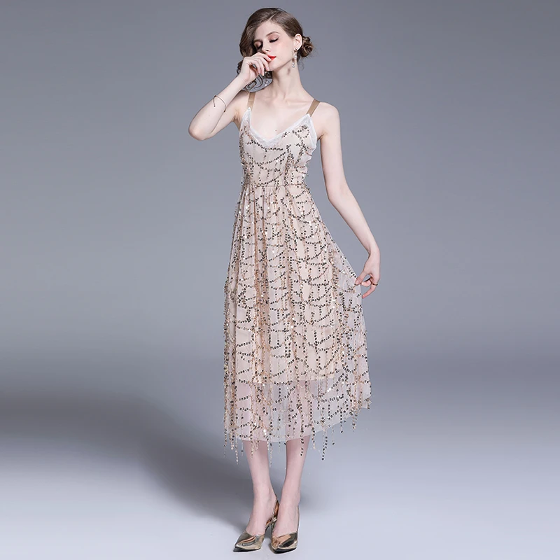Сексуальное и Клубное вечернее платье для женщин расшитое блестками с открытой