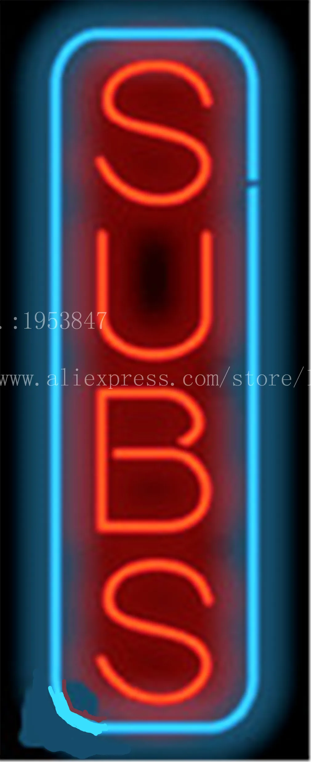 Subs вертикальные неоновые вывески настоящий стеклянный трубчатый светильник