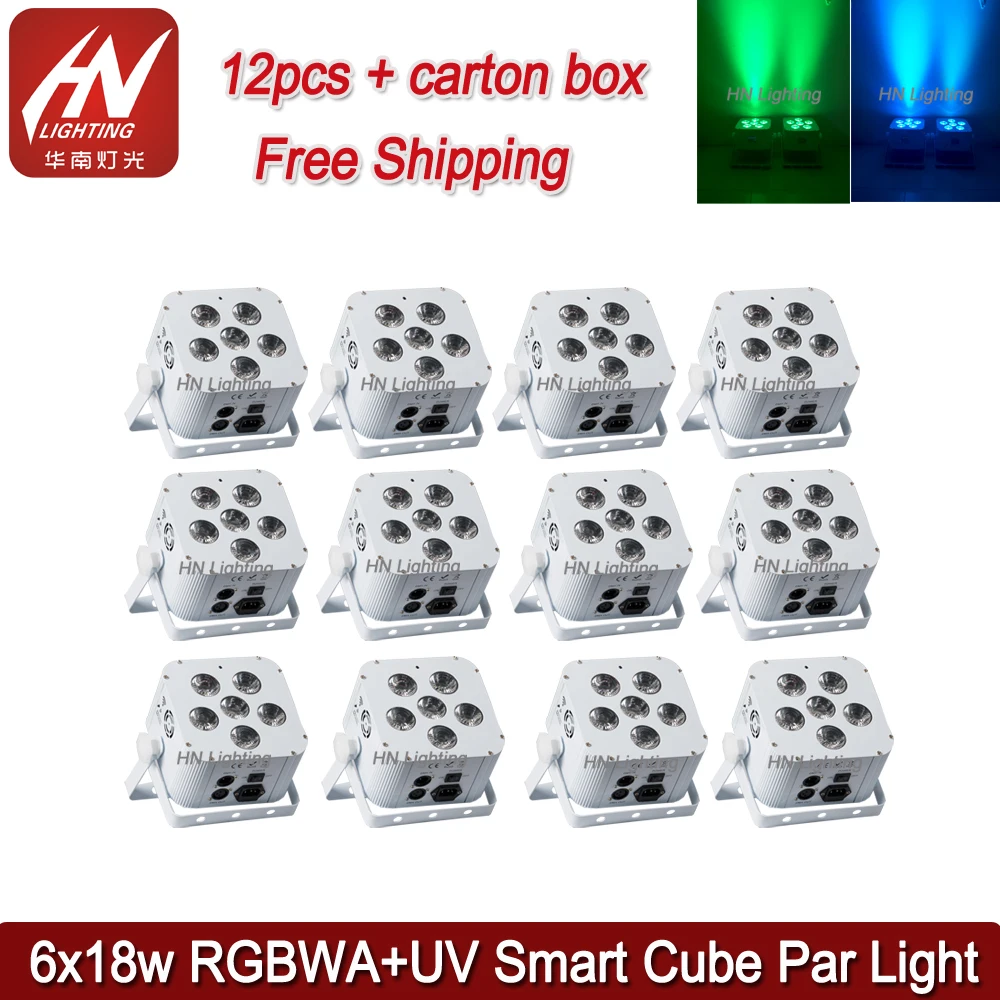 12 шт. перезаряжаемая батарея led par can light 6*18 Вт RGBWAUV пульт дистанционного управления