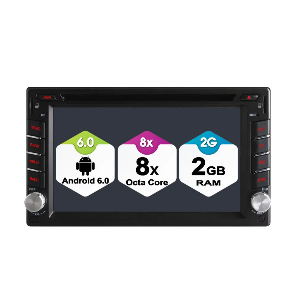 Автомобильный DVD-плеер Android 6 0 Восьмиядерный процессор 2 Гб ОЗУ din GPS-навигатор 32