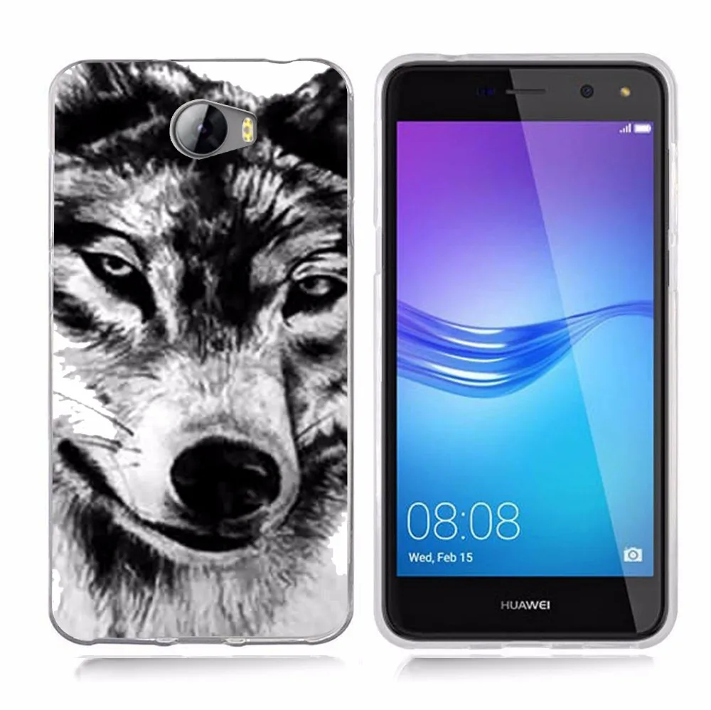 For Huawei P9lite/P8 Lite 2016 2017 Y5 II 2 Y5ii / Y6II Compact Animal Wolf Cool Soft TPU Silicone Pattern Clear Case B104 |