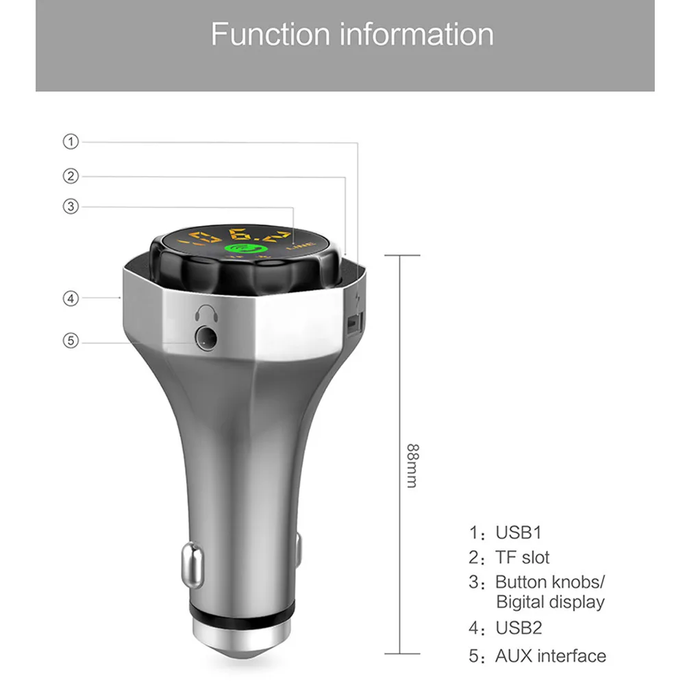 Новый многофункциональный автомобильный комплект fm передатчик Bluetooth USB зарядное
