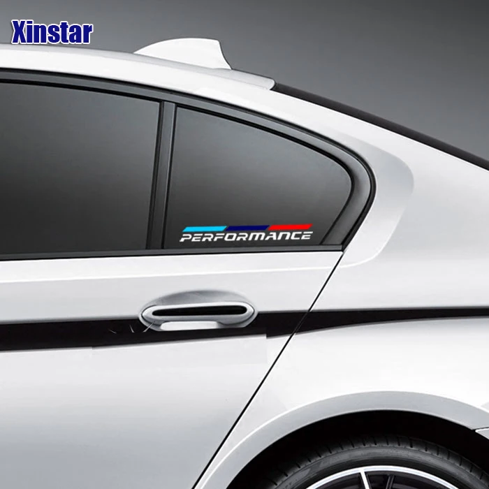 

2pcs M Power Performance car windows sticker for bmw E36 E39 E46 E60 E61 E64 E70 E71 E85 E87 E90 E83 F10 F20 F21 F30 E80