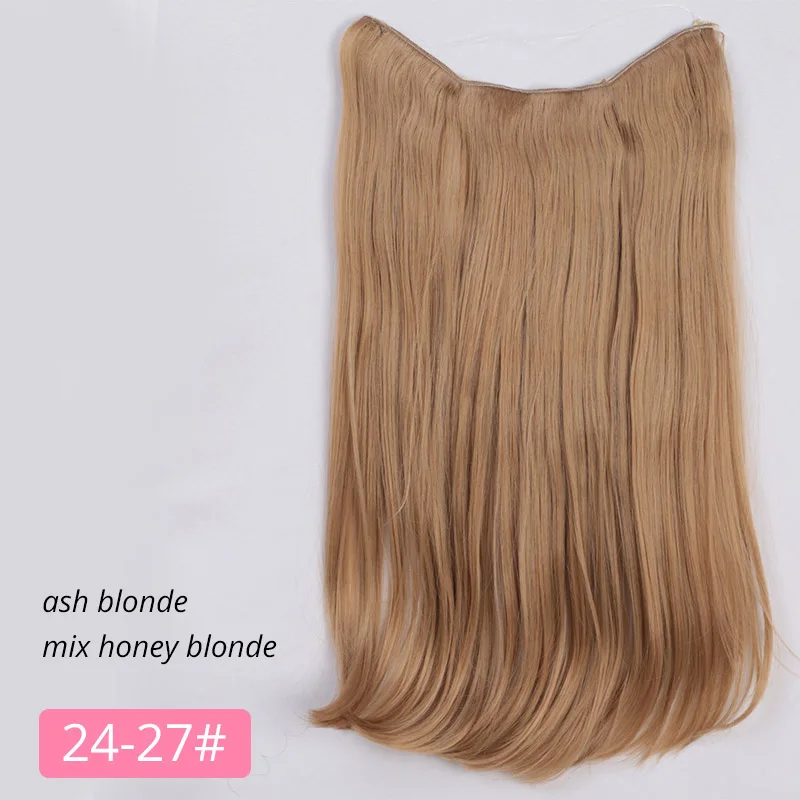 24-27 AISI BEAUTY, не зажимаются, Halo, волосы для наращивания, невидимая проволока, потайная Рыбная линия, шиньоны, шелковистые, прямые, настоящие, натуральные, синтетические - Цвет: 24-27