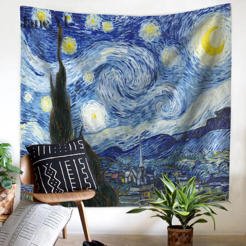 JaneYU Прямая поставка Фатима пляжное полотенце с масляной росписью звездное небо