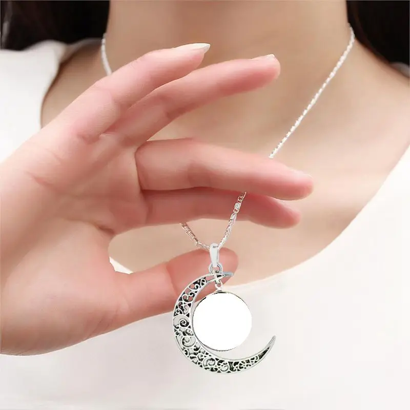 Ожерелье с подвеской в виде звездной ночи Ван Гога стеклянный кабошон полумесяц