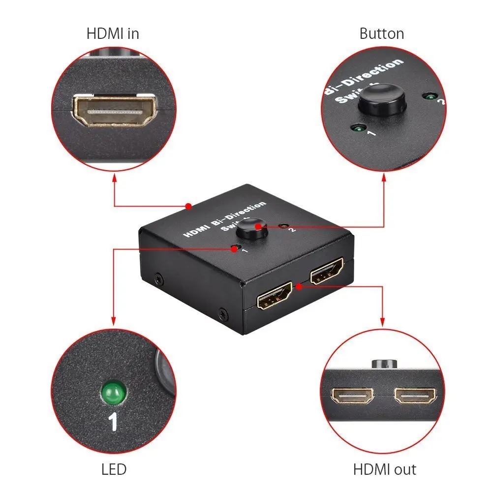 HDMI коммутатор Mini 2x1 4K сплиттер двунаправленный переключатель 2 1x2 поддержка HDCP для
