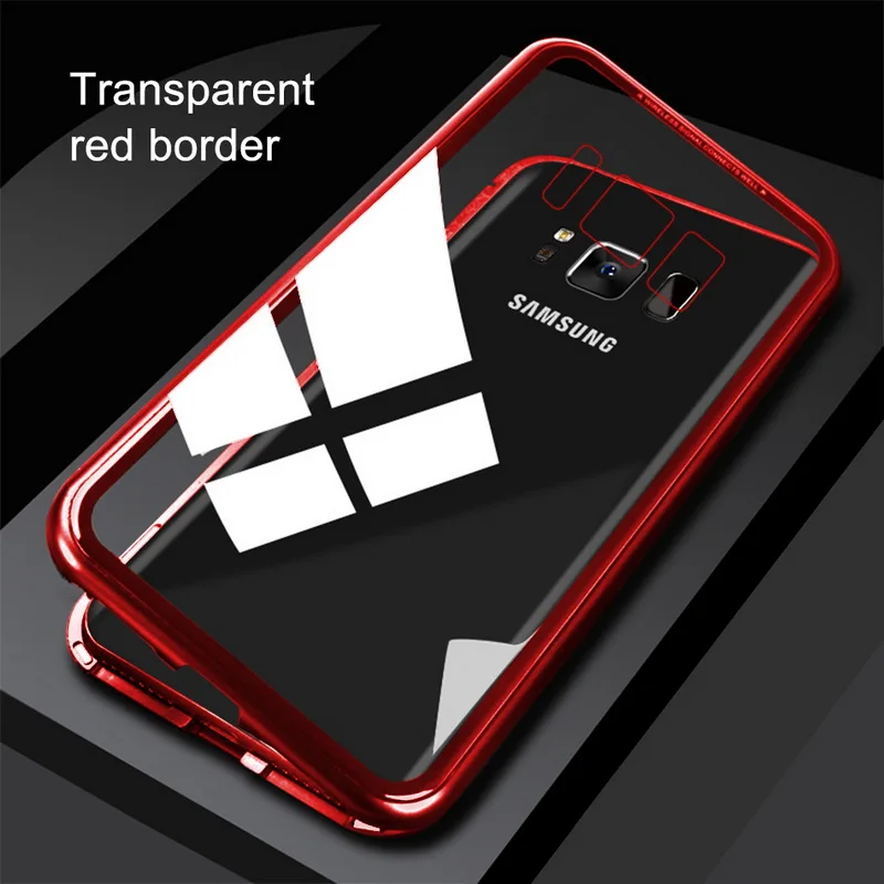 360 магнитный металлический чехол для samsung Galaxy S8 Plus S8+ чехол из закаленного стекла с магнитом для samsung S9 Plus Note 8 9 чехол