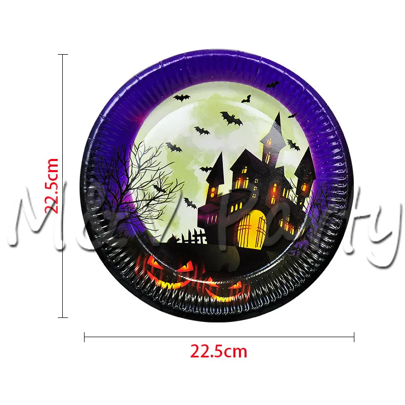 61pcs/lot Castle Print Halloween Theme Party Tablewear Set Disposable Straws Cup Tablecloth Supplies Decorations | Дом и сад