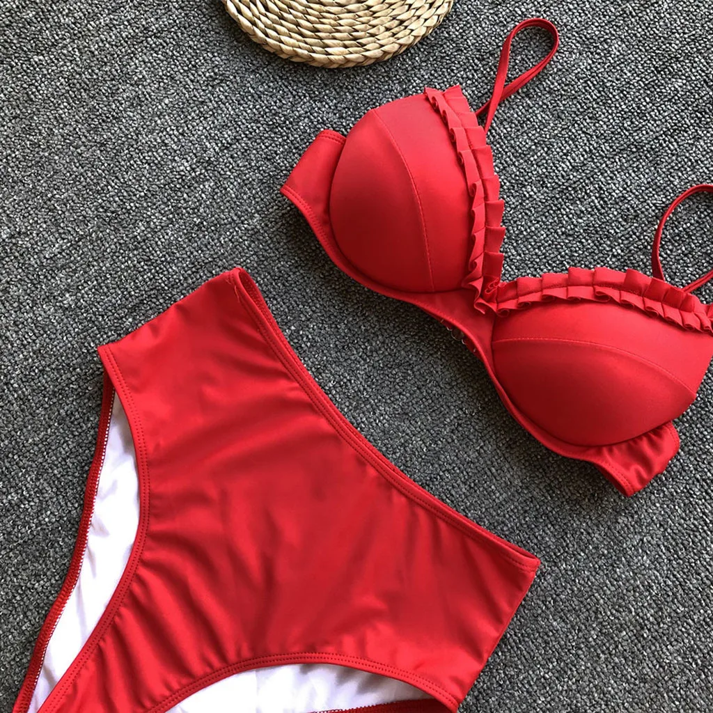 Сексуальные женские оборки 1 шт бикини пуш-ап купальные костюмы с подкладкой
