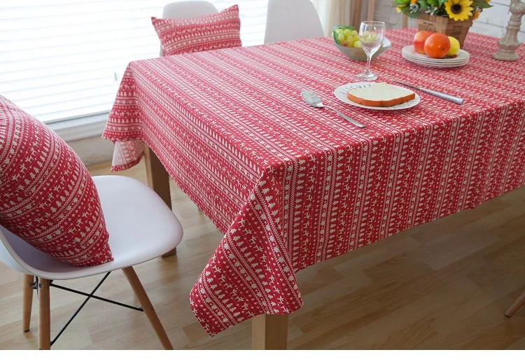 Лен Скатерти белый олень Американский Стиль печатных Рождество скатерть покровно Таблица Чехлы для мангала manteles Para Меса toalha-де-меса