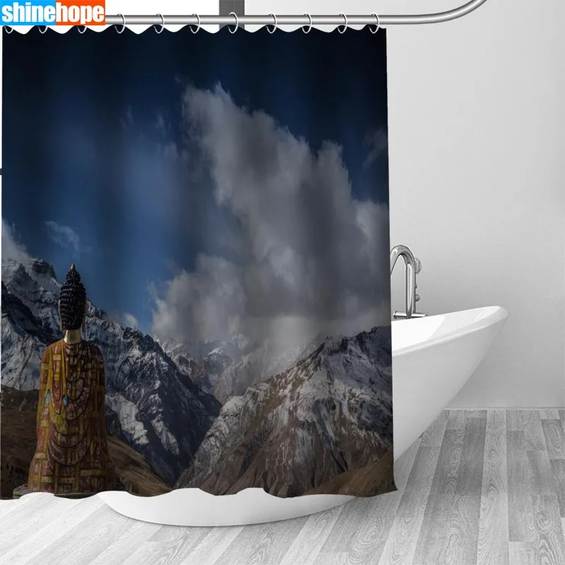 Shower Curtain 4 Индивидуальные Будда занавески для душа Водонепроницаемый полиэстер ткань 6 размеров высокое качество ванная комната занавески s - Цвет: Shower Curtain 4