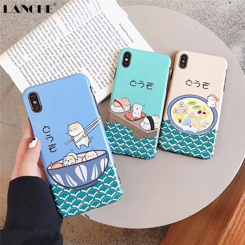 LANCHE Soft Silicone Coque Phone Case For iPhone 7 X XR XS Max Cute Cat Cartoon Cover Funda 6 6s 8 Plus |