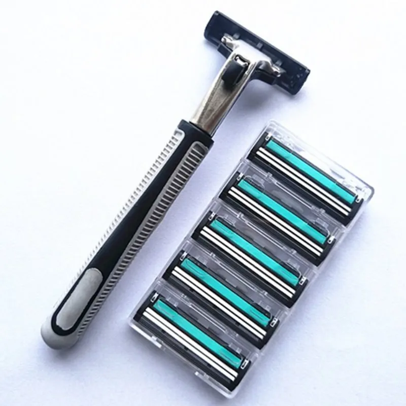 6 шт./компл. бритвы лезвия для бритья Razor 2 Слои заменить Для мужчин t безопасности